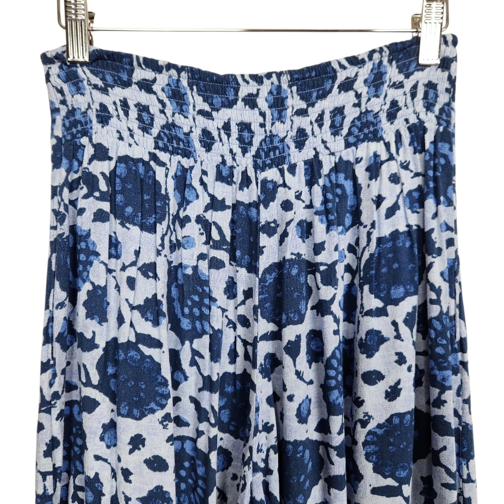 Free People Lady Lady Blue Printed Wide Leg Cropped Smocked Pants Womens Size XS - Picture 9 of 13